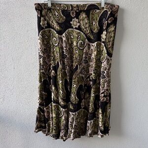 Indira Reversible Skirt Large‎ MIDI Fairy Boho   Floral Office 90’s Hippie Flowy